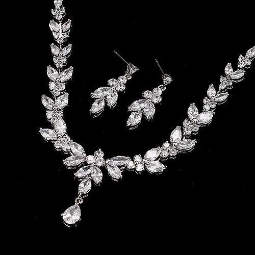 Colar E Brinco Noiva Zircônia Prata Festa Debutante Luxo
