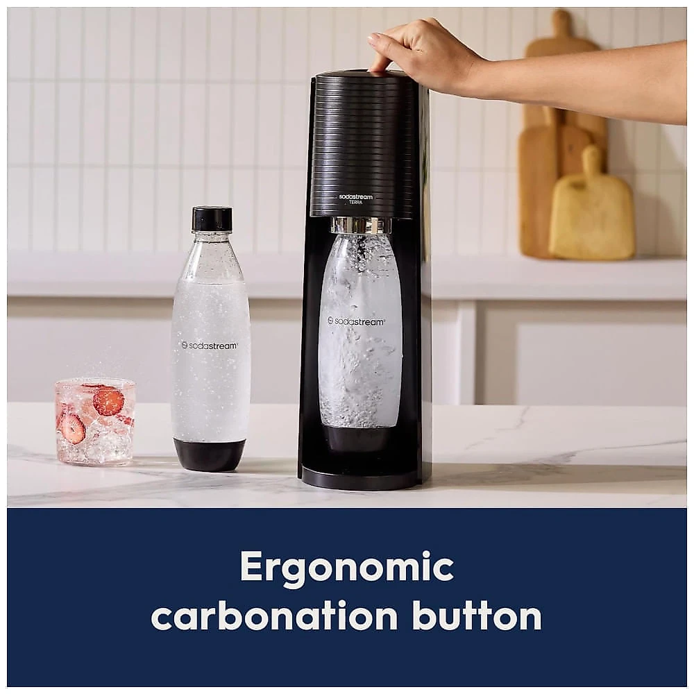 SodaStream Terra Sparkling Water Maker Misty Blue com CO2, Garrafa DWS e Bubly Drop