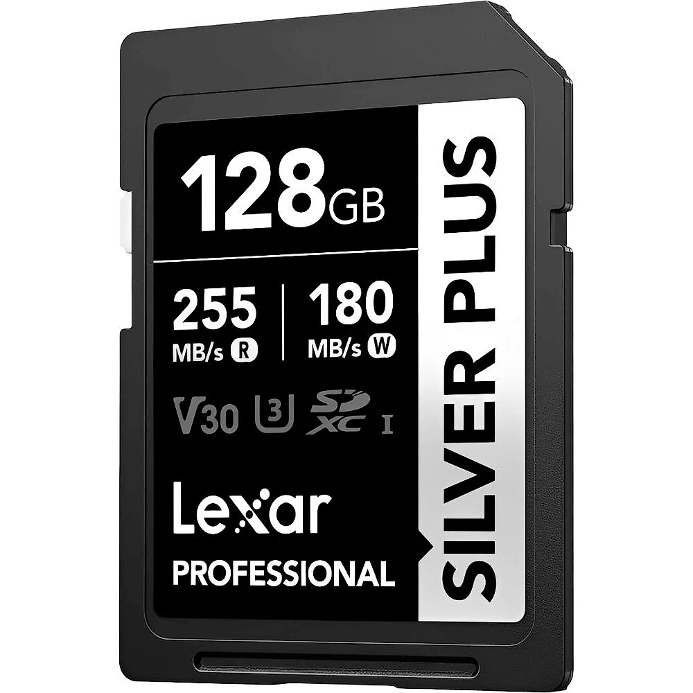 Cartão SDXC 128GB Lexar Silver Plus Professional 255MB/s 4K UHS-I V30 U3