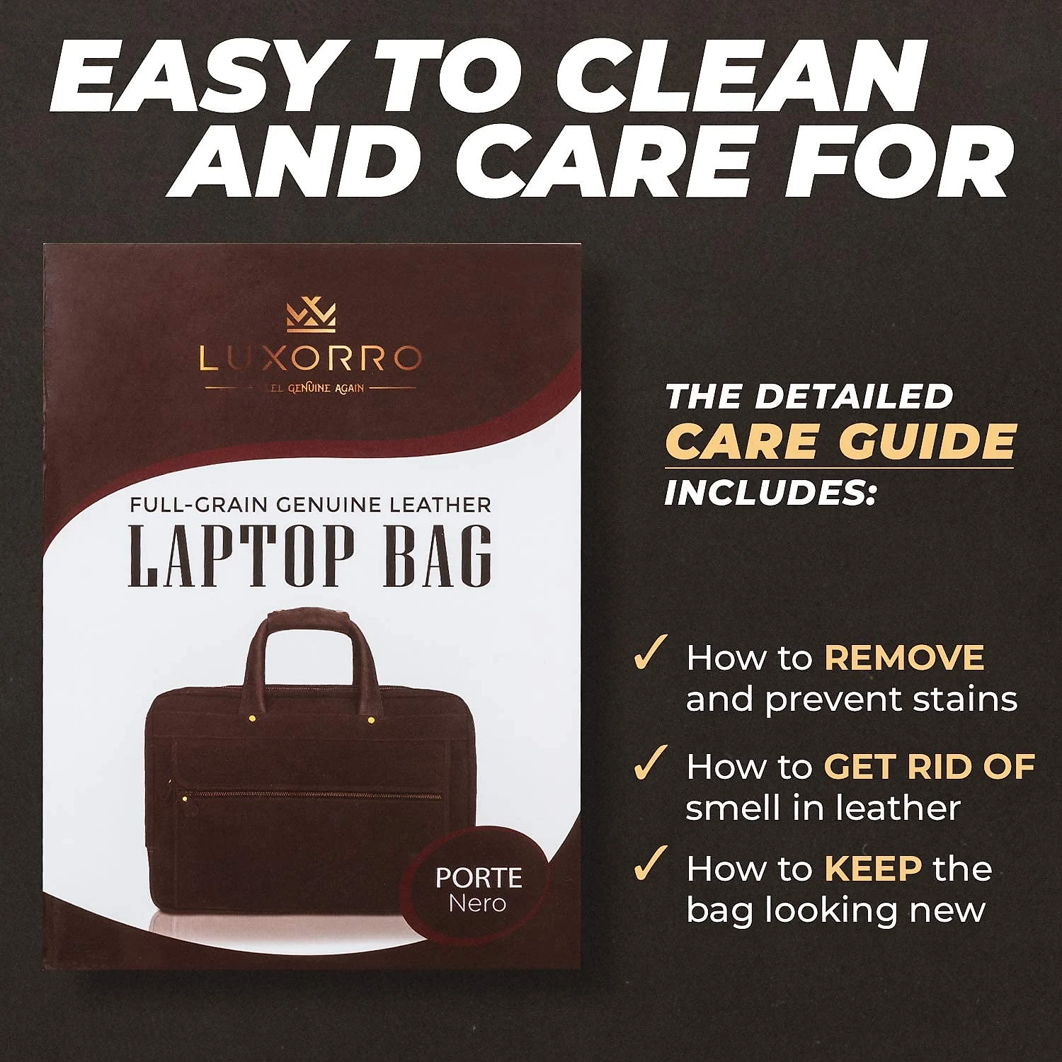 Luxorro BolsaPasta de Couro Genuíno Masculina para Laptop Preto