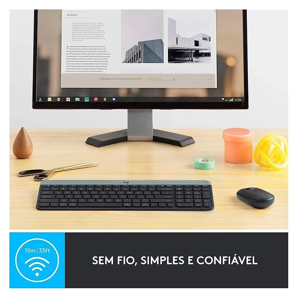 Combo Teclado e Mouse sem fio Logitech MK470 com Design Slim, Digitação e Clique Silencioso, Mouse Ambidestro e Pilhas Inclusas - 920-009268