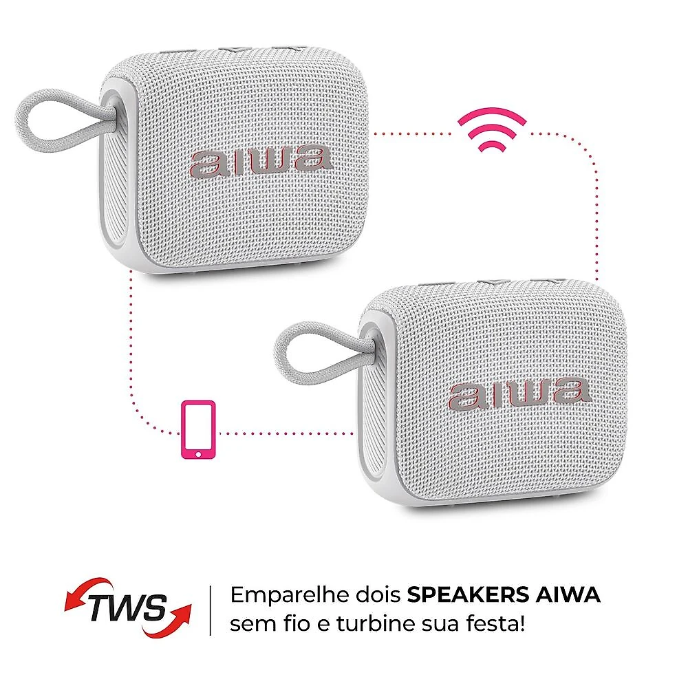 Caixa de Som Speaker AIWA AWS-SP-07-W 7W Bluetooth IPX6 BIVOLT