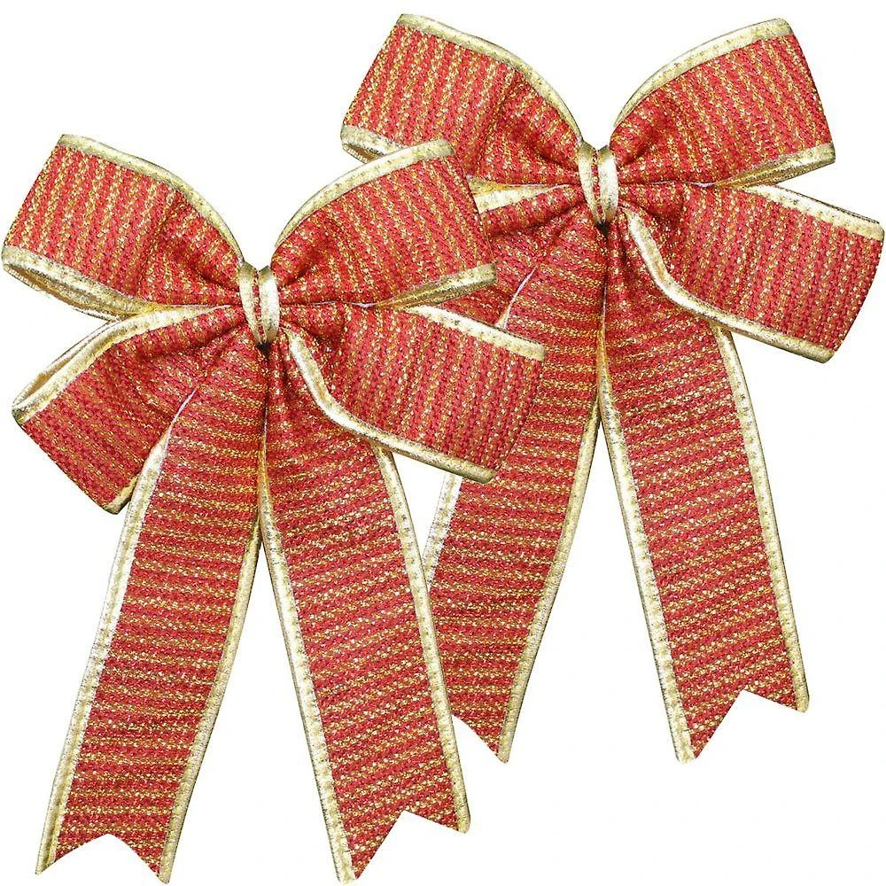 Kit 8 Enfeite árvore De Natal Vermelho E Dourado Laço 30cm