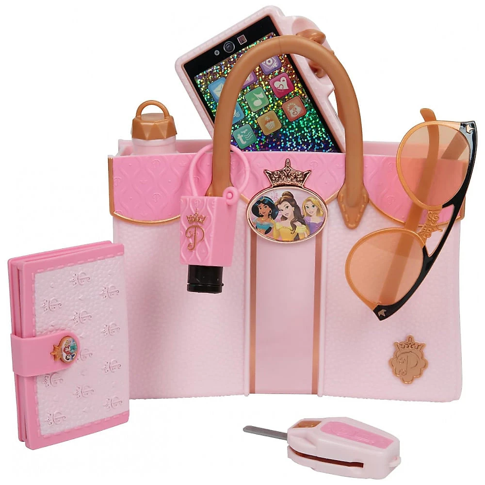 Conjunto de Bolsa, Cartiera e Celular de Brinquedo para Crianças de 3 Anos ou Mais, Disney Princesas