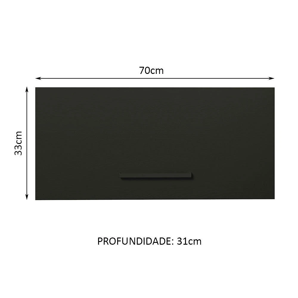 Armário de cozinha aéreo de cozinha 70 cm 1 porta basculante branco/preto agata madesa