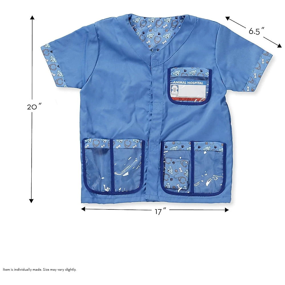 Kit Fantasia Veterinária Infantil com 9 Peças para Crianças de 3 Anos a 6 Anos, Melissa & Doug, Azul