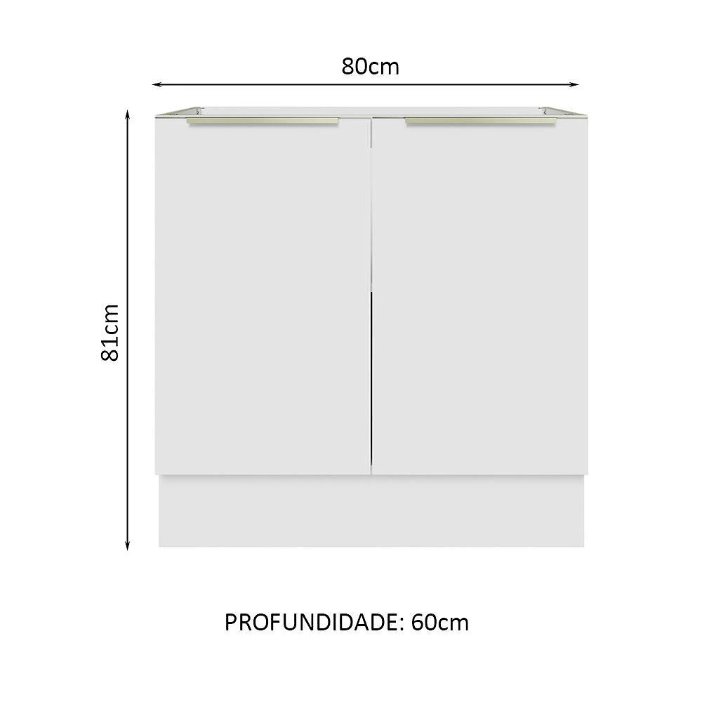 Balcão madesa lux 80 cm 2 portas (sem tampo) - branco/branco veludo