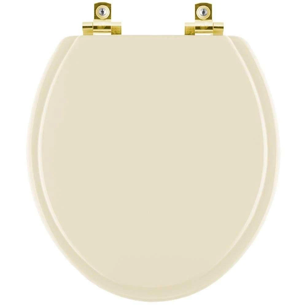 Assento Sanitário Soft Close Buzios Marfim Para Vaso Hervy Com Ferragem Dourada