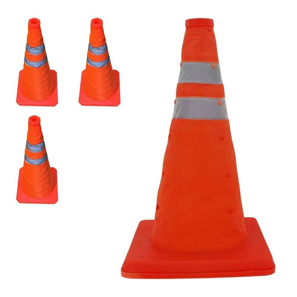 Kit 3 Cones Retráteis Viários SU-CONE1-1 Faixas Refletivas 70cm Laranja Leva Pro Pet
