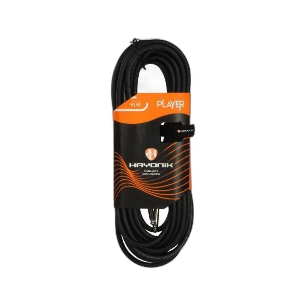 Cabo para Instrumentos Player P10 Injetado 10m Preto Hayonik Blindagem Dupla