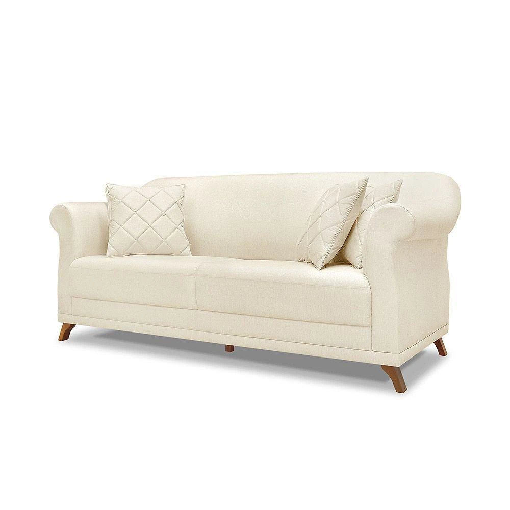 Sofá 2 Lugares Pé De Madeira Julieta 160 Cm Linho S04 - D'rossi Cor Natural