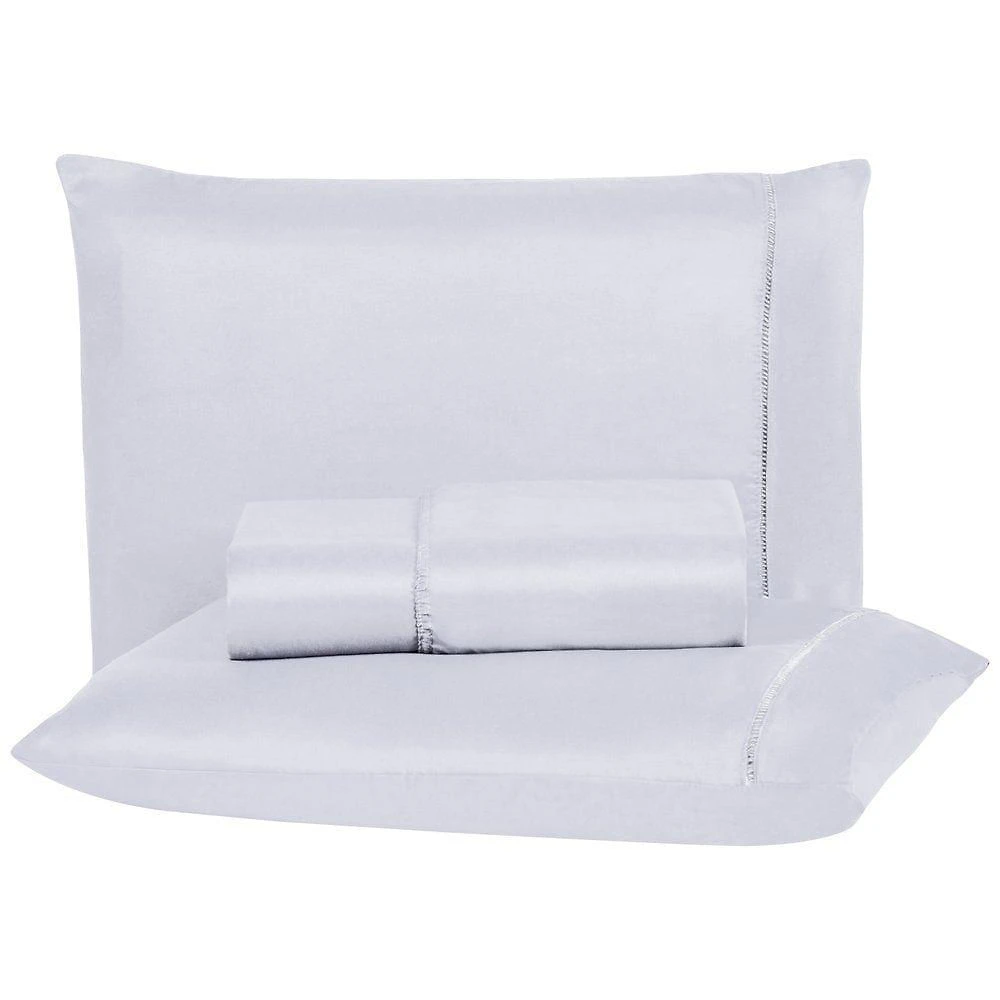 Jogo De Cama Aquarela King Micropercal Ponto Palito 03 Peças 200 Fios 100% Poliéster - Branco
