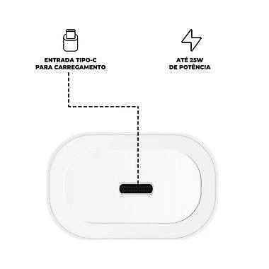 Cabo Symetric - Lightning / Tipo C - 1,5M + Carregador Turbo Tipo C  - Branco - Gshield