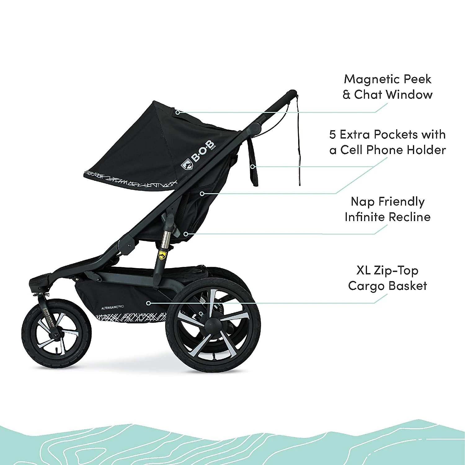 BOB Gear Alterrain Pro Carrinho de Bebê para Passeio com Freio Ergonômico para até 75 kg