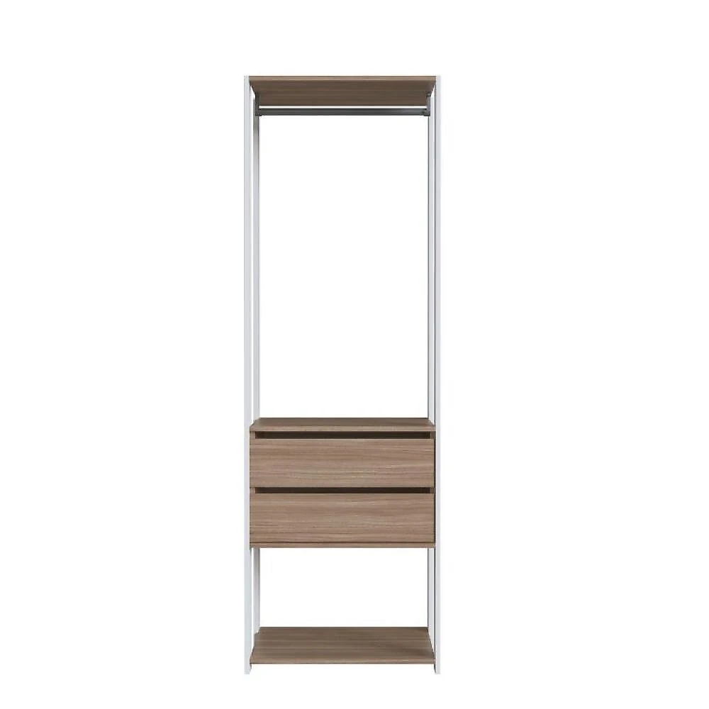 Guarda Roupa Closet 2 Peças com 1 Cabideiros 2 Gavetas e 6 Nichos Easy Prodecor Branco/Montana