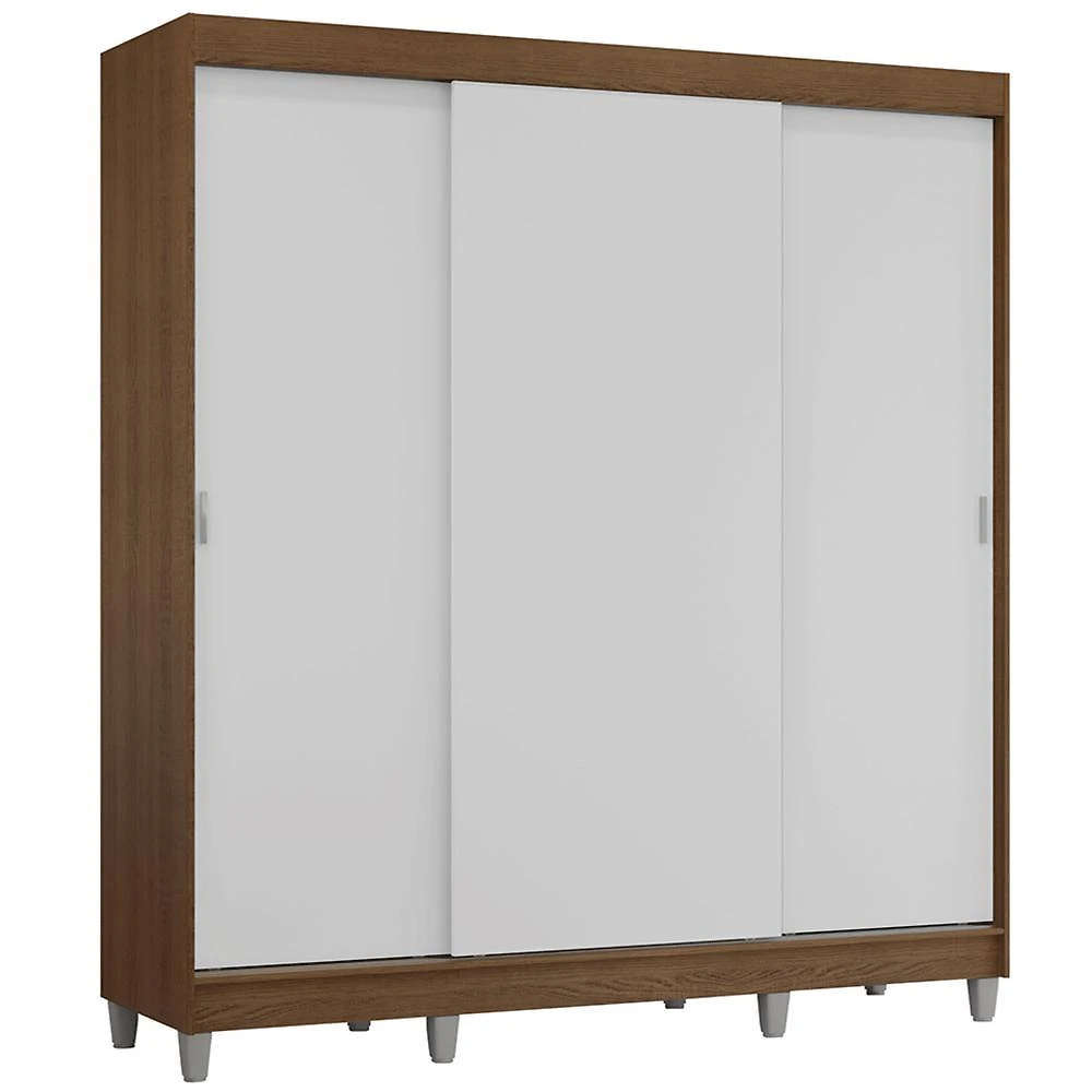 Guarda-roupa casal com pés 3 portas de correr rustic/branco reno madesa
