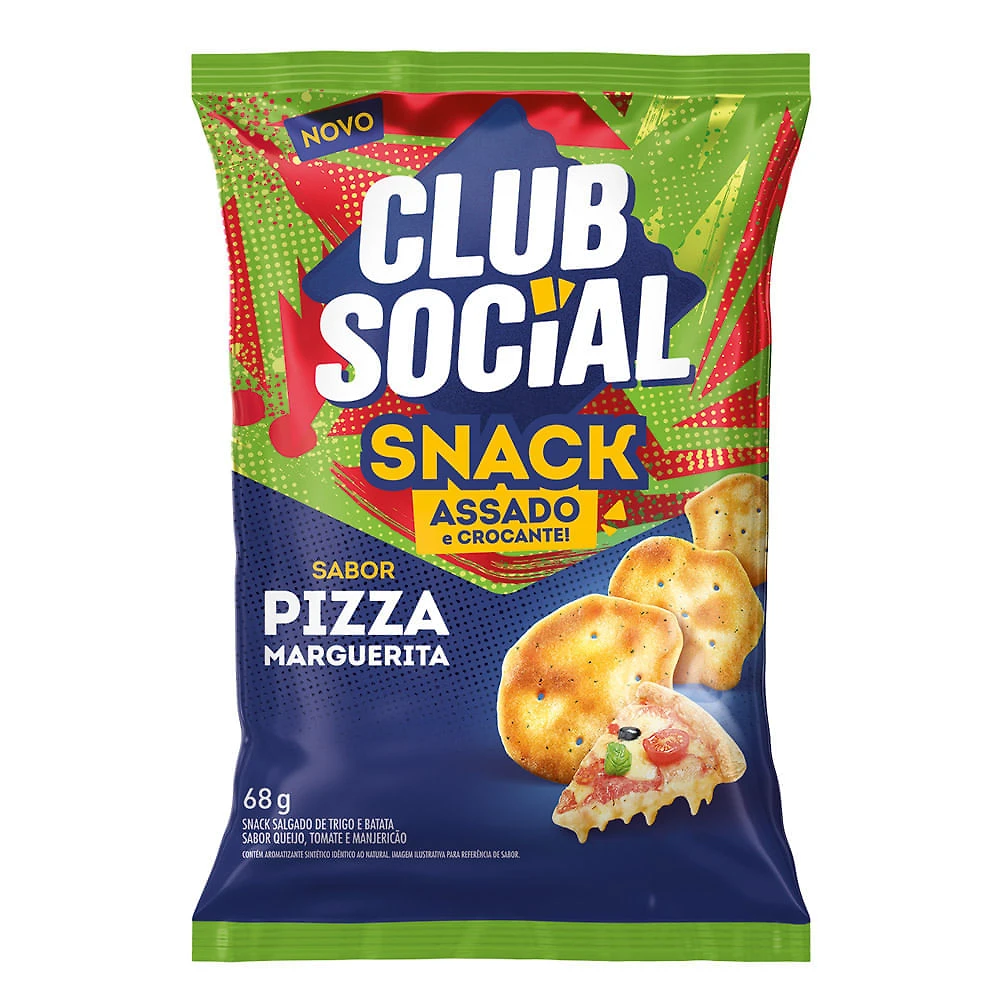 Snack Club Social Sabor Pizza Marguerita Assado e Crocante 68g