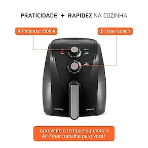 Fritadeira Elétrica Sem Óleo Air Fryer Mondial Family AFN40FB 4L Preta 110V