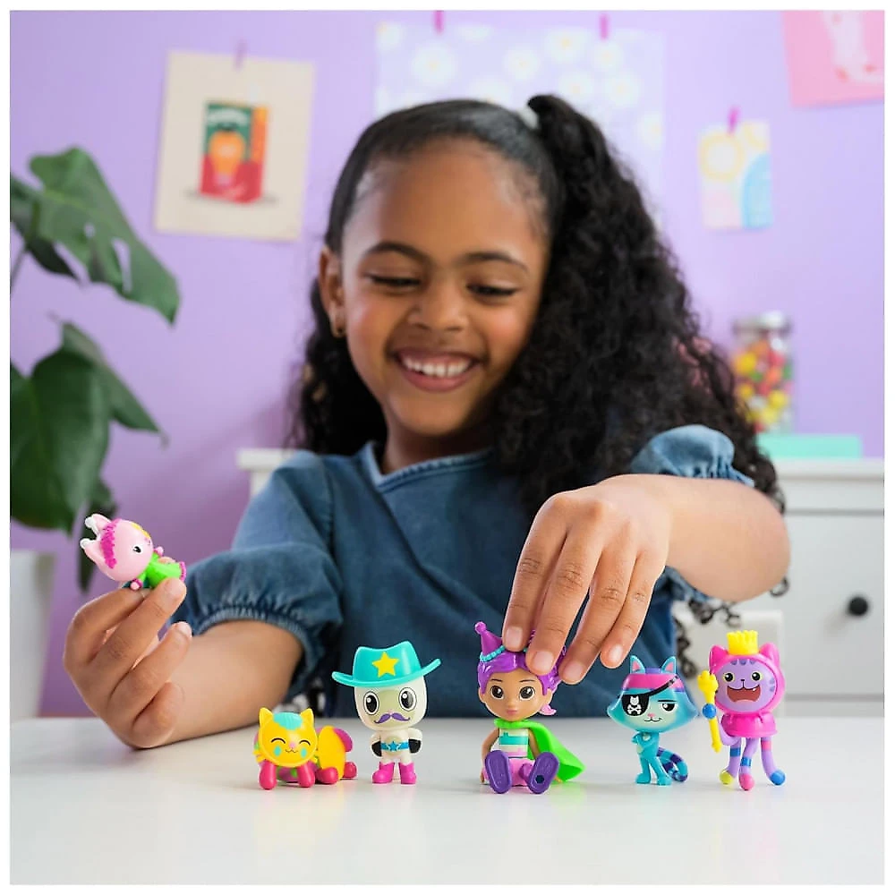 Conjunto de Figuras Temáticas de Celebração com Gabby Girl e 5 Cat Toy Figures - Acessórios Surpresa de Dollhouse, Brinquedos para Meninas e Meninos,