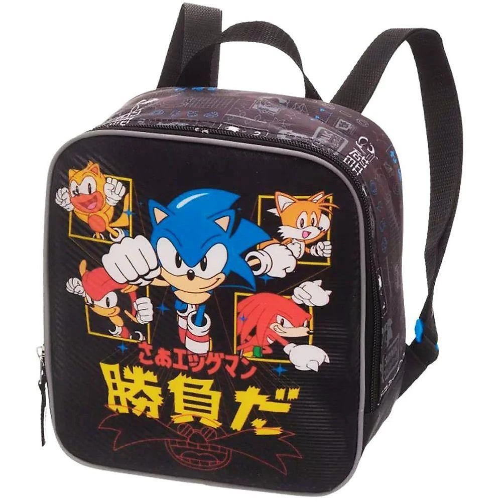 Kit Mochila Rodinha Lancheira Estojo Duplo Sonic Go Fast