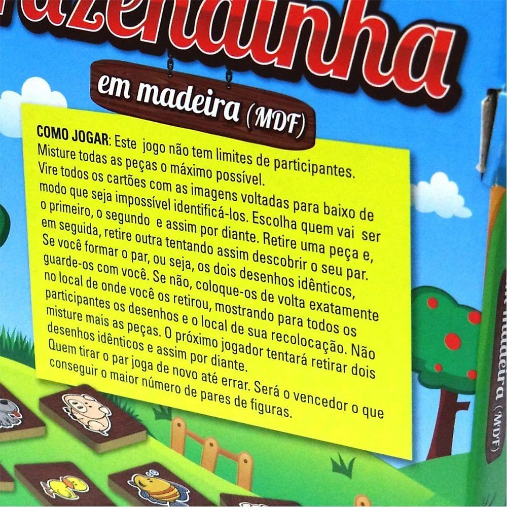 Jogo Da Memória Fazendinha Em Madeira - 40 Peças - Pais E Filhos