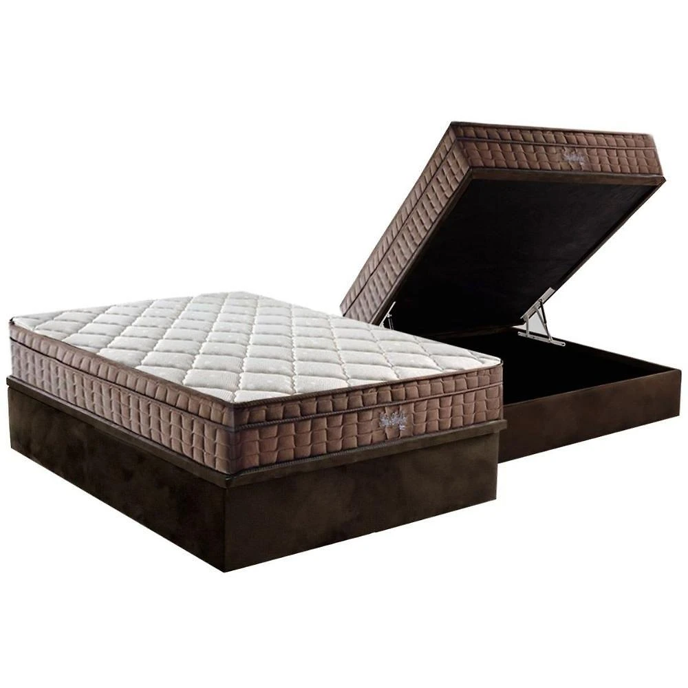 Cama Box Baú Solteiro: Colchão Ortopédico D Angelis Anjos D28 - Ag65 Anjos Star + Base Crc Suede Brown (88x188)
