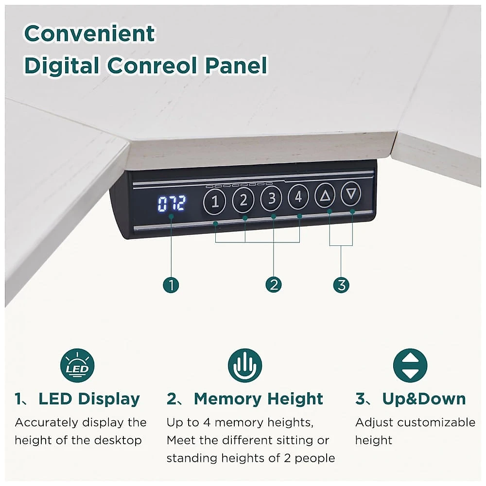 Mesa Gamer em L Elétrica RedLemon Nogueira Escura 152 cm com Altura Ajustável, Gavetas, Bandeja Teclado, Tomadas e Luzes LED, Modelo ELD60LS-DWT