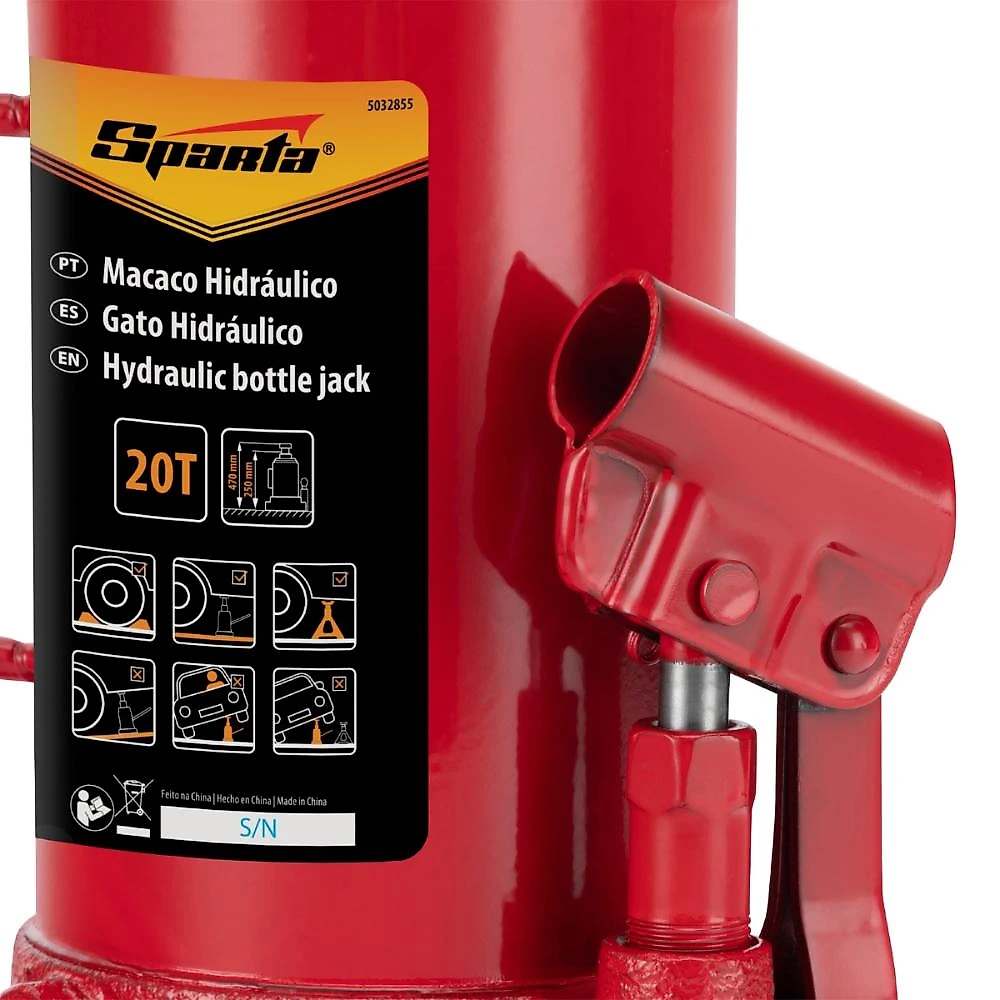 Macaco hidráulico garrafa 20t 250-470mm aço sparta 5032855