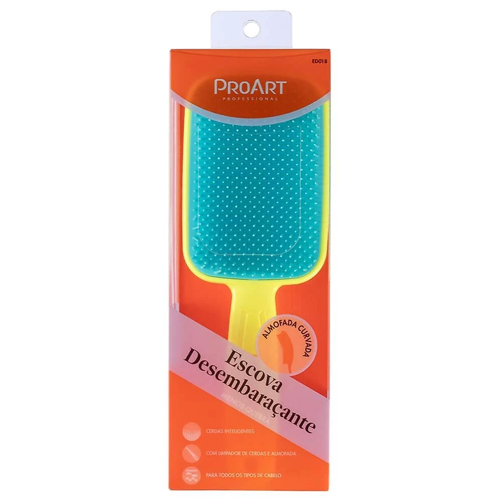 Escova de cabelo desembaraçante proart amarela e azul 1 un