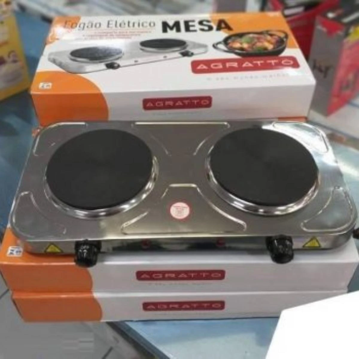 Miniatura Fogão Eletrico Cooktop Agratto 2 Duas Bocas Pratos 2000W
