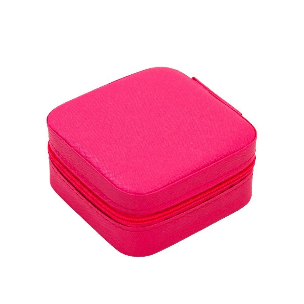 Porta Joias Portatil Viagem Estojo Maleta Caixinha Com Ziper Rosa Pink