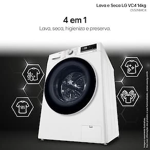 Lava e Seca LG 14Kg/8Kg Smart VC4 com Inteligência Artificial AI DD™ CV5014WC4 - Branca 110V