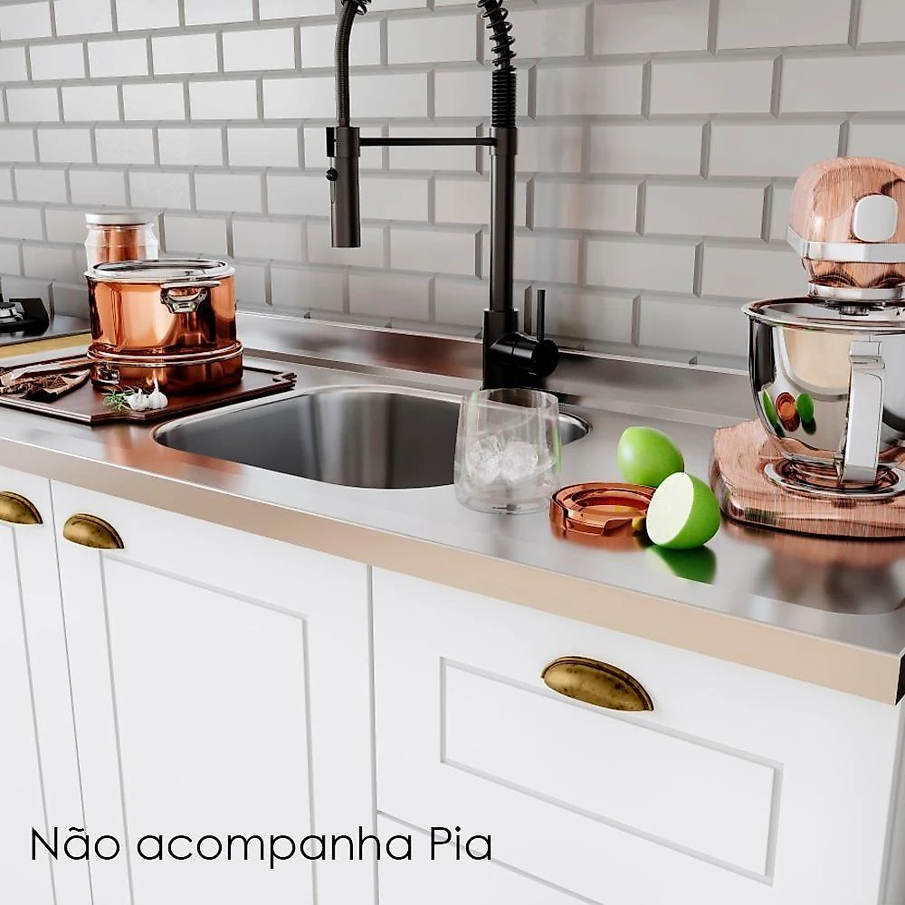 Cozinha Modulada 4 Pecas 272 Cm Ce373 Americana Branco Calcare Henn Branco Calcare