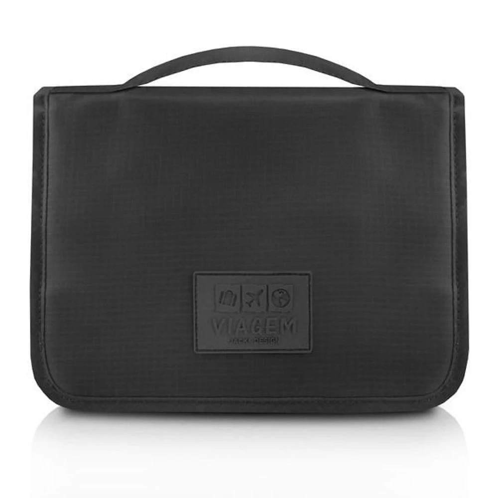 Necessaire Com Gancho Para Viagem Estampa Lisa Jacki Design Preto