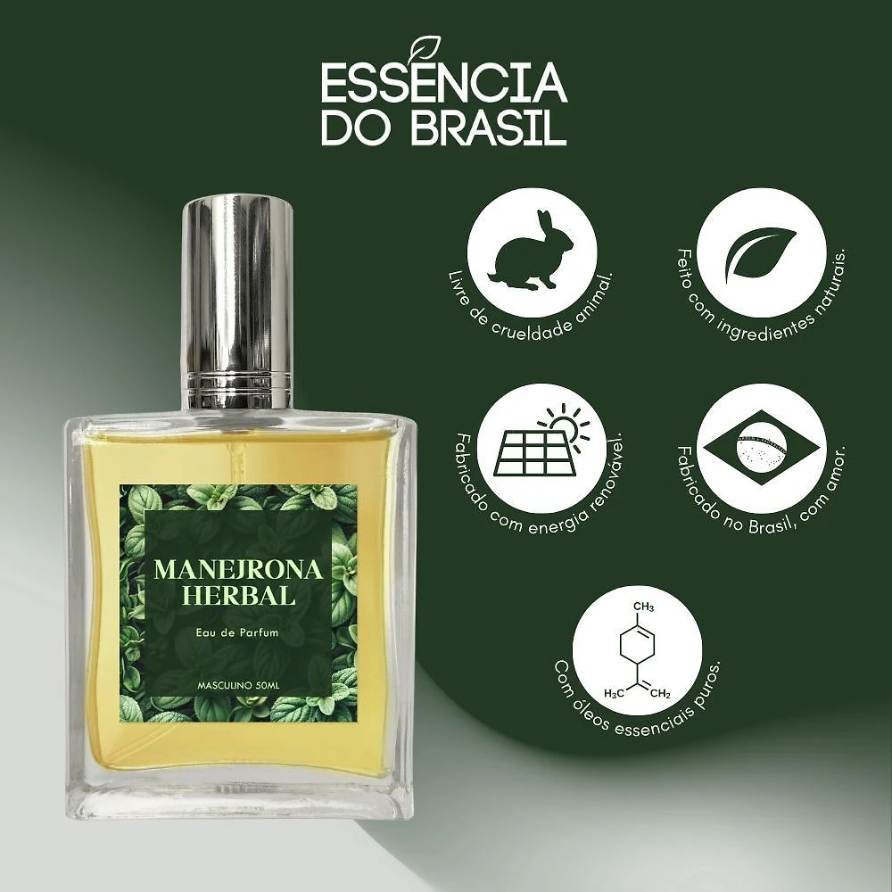 Miniatura Perfume Manjerona Herbal Masculino 50Ml - Natural E Vegano