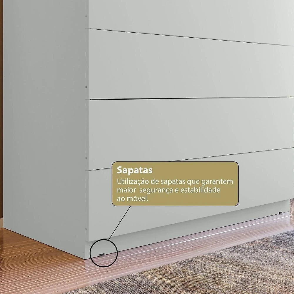 Aparador para Sala de Estar com 5 Gavetas Compacta Cinza