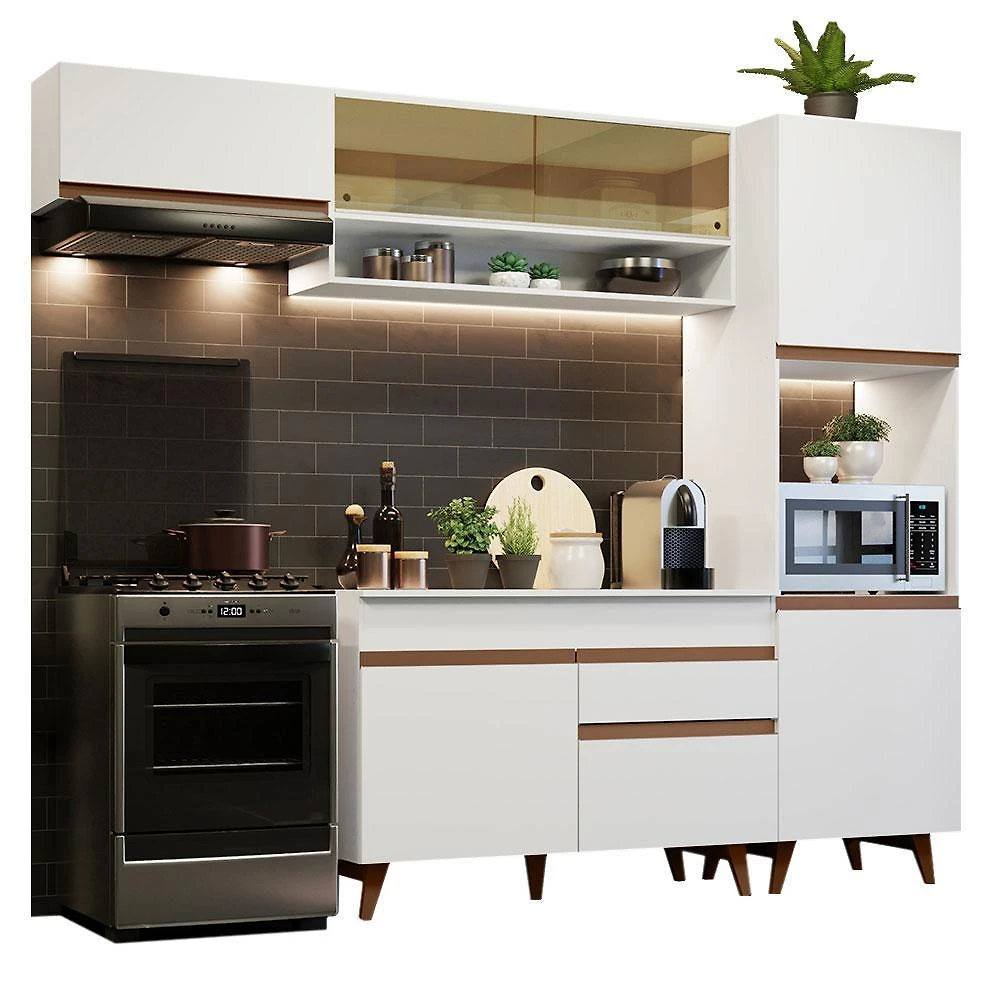 Cozinha completa madesa reims 250004 com armário e balcão - branco