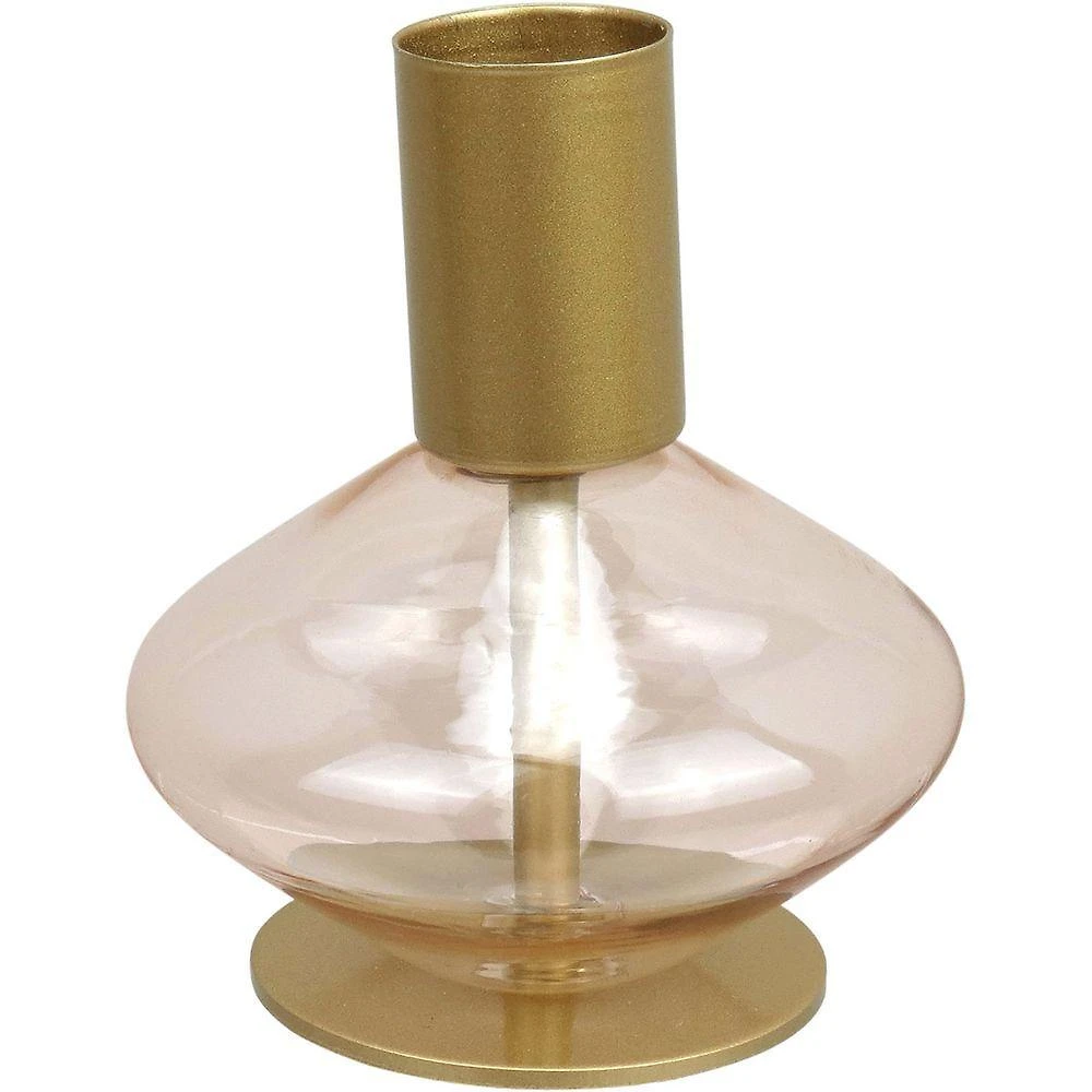Castiçal Porta Vela Decorativo Home&co Vidro 8x7x7cm Rosa