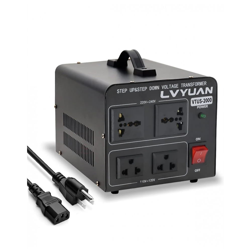 Transformador de Tensão Bidirecional LVYUAN 2000W 110V/220V 4 Tomadas Cobre Puro, Modelo VTUS-2000
