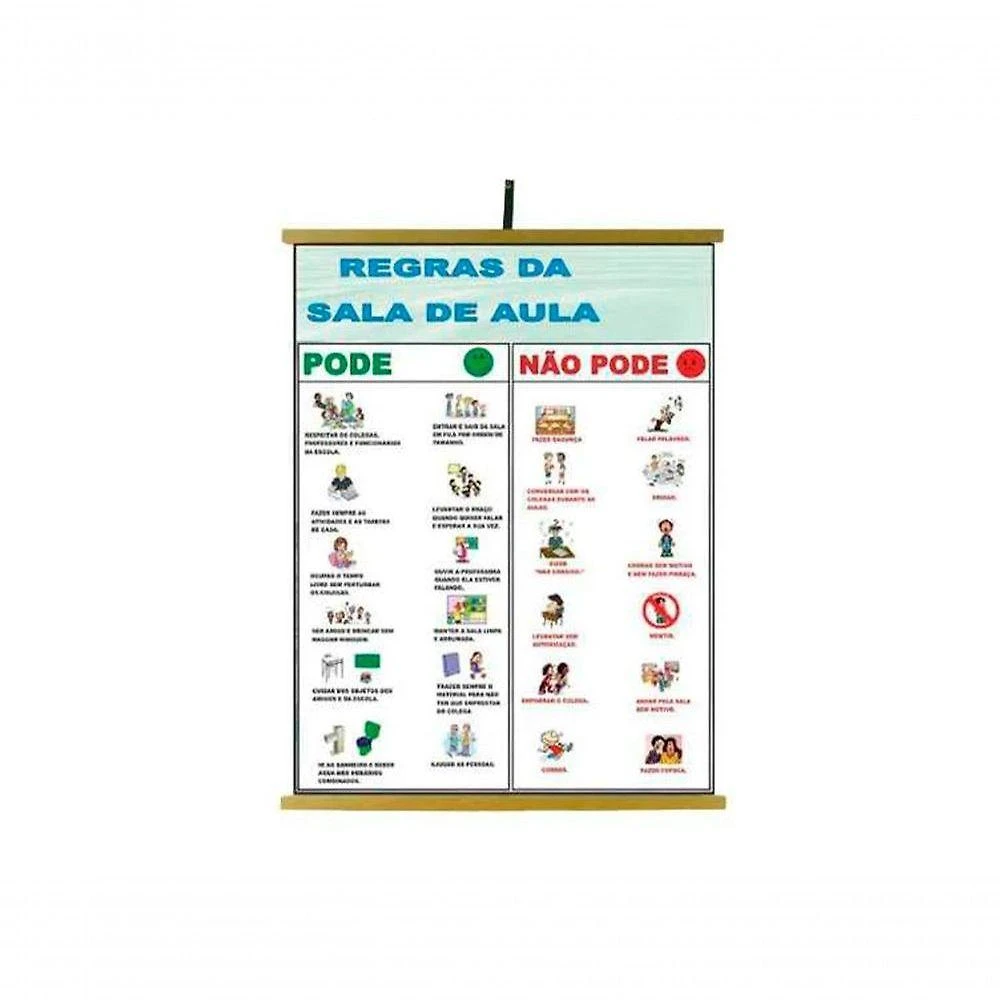 Painel Educativo Sonho de Criança Regras da Sala de Aula 120x90cm