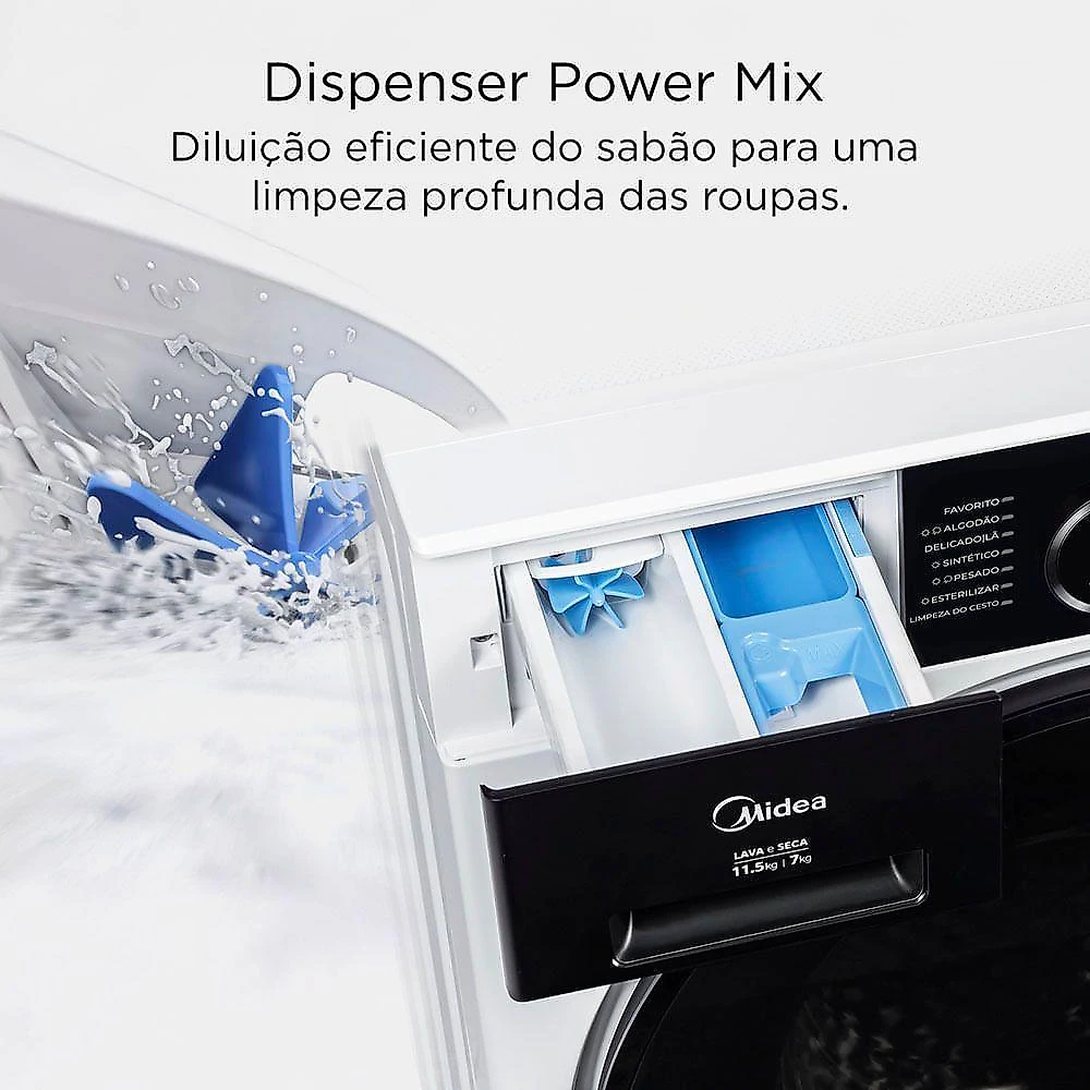 Lava e Seca Front Loading Automática Midea MF205D115WB-WK-01 11kg Branco 110V