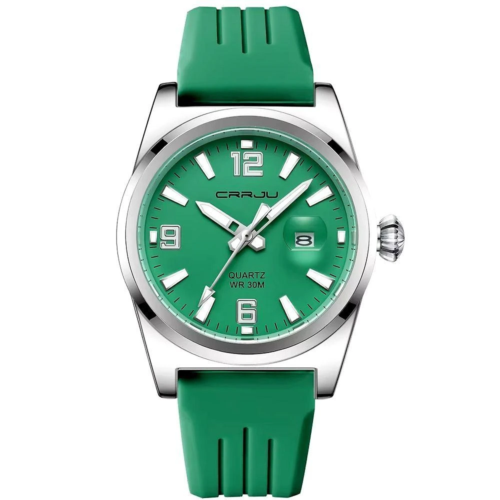 Relógio De Pulso Quartzo Esportivo À Prova Da Água Pulseira Silicone Verde