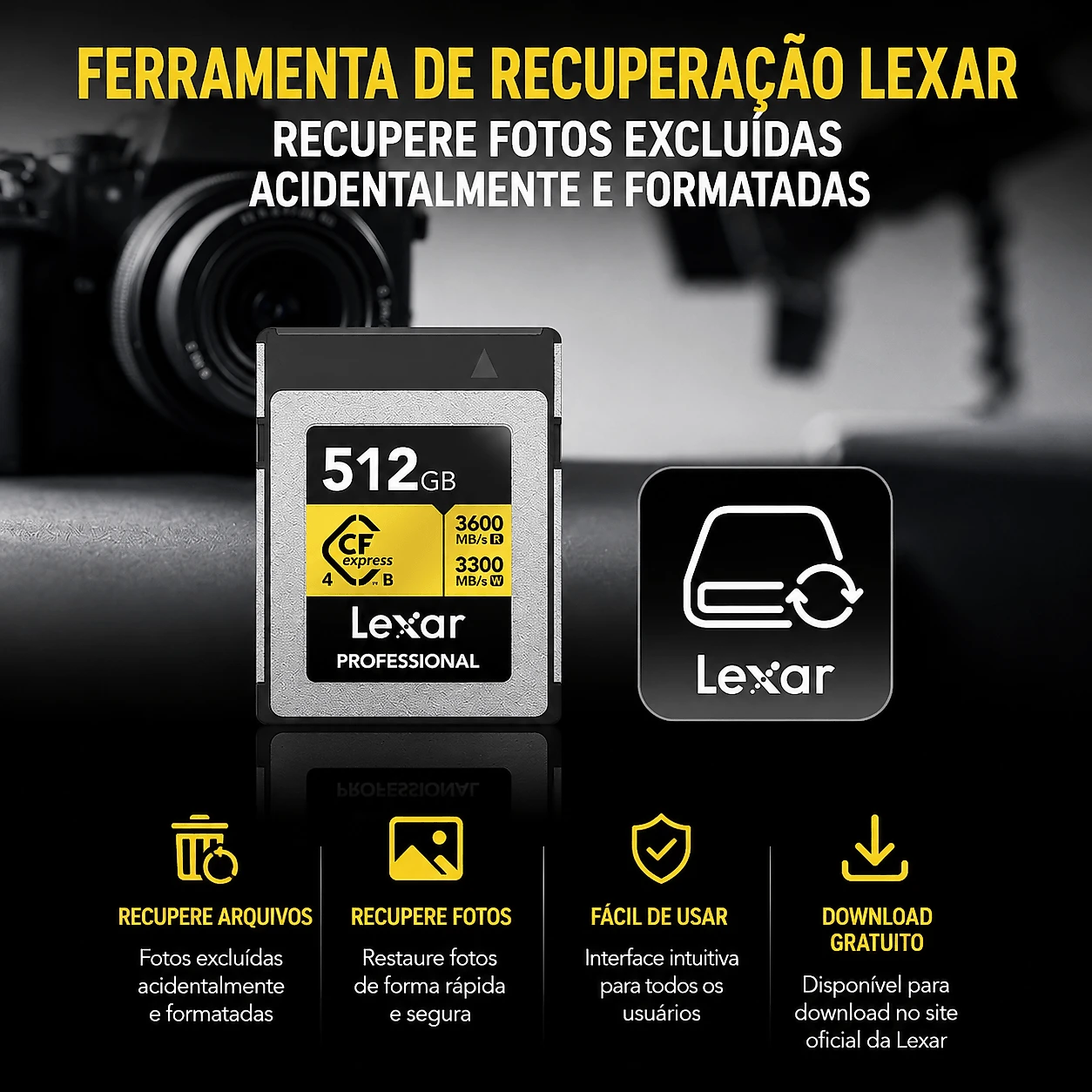 Cartão CFexpress Type B 512GB Lexar Gold Professional 3600MB/s PCIe 4.0 8K RAW