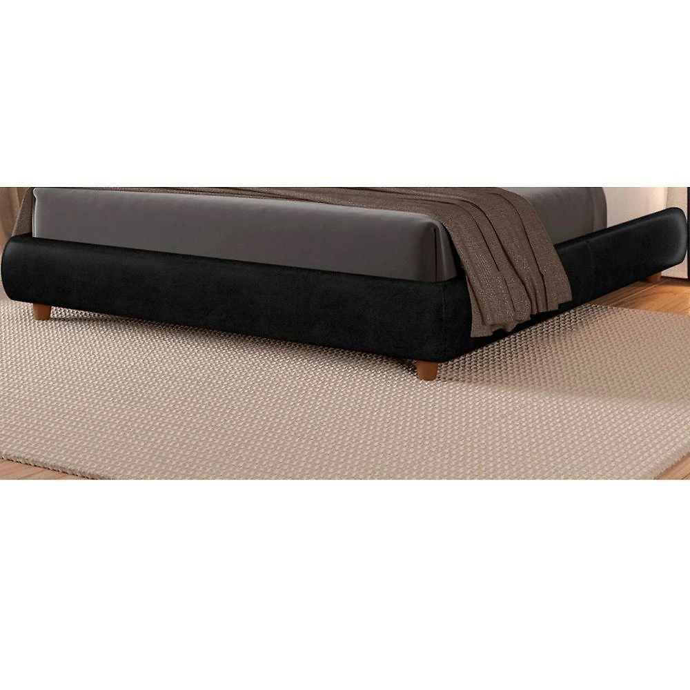 Cama Japonesa Queen Seo com Estofamento Courino Madeira Preto Sallar Home