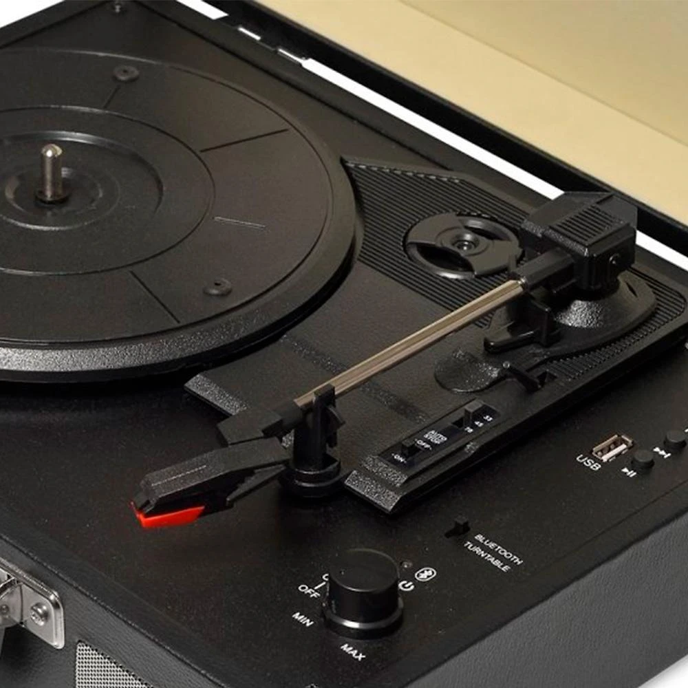 Miniatura Toca Discos HI FI Raveo Sonetto Chrome, Vinyl, Bluetooth, USB, Aux, Preto - 26396