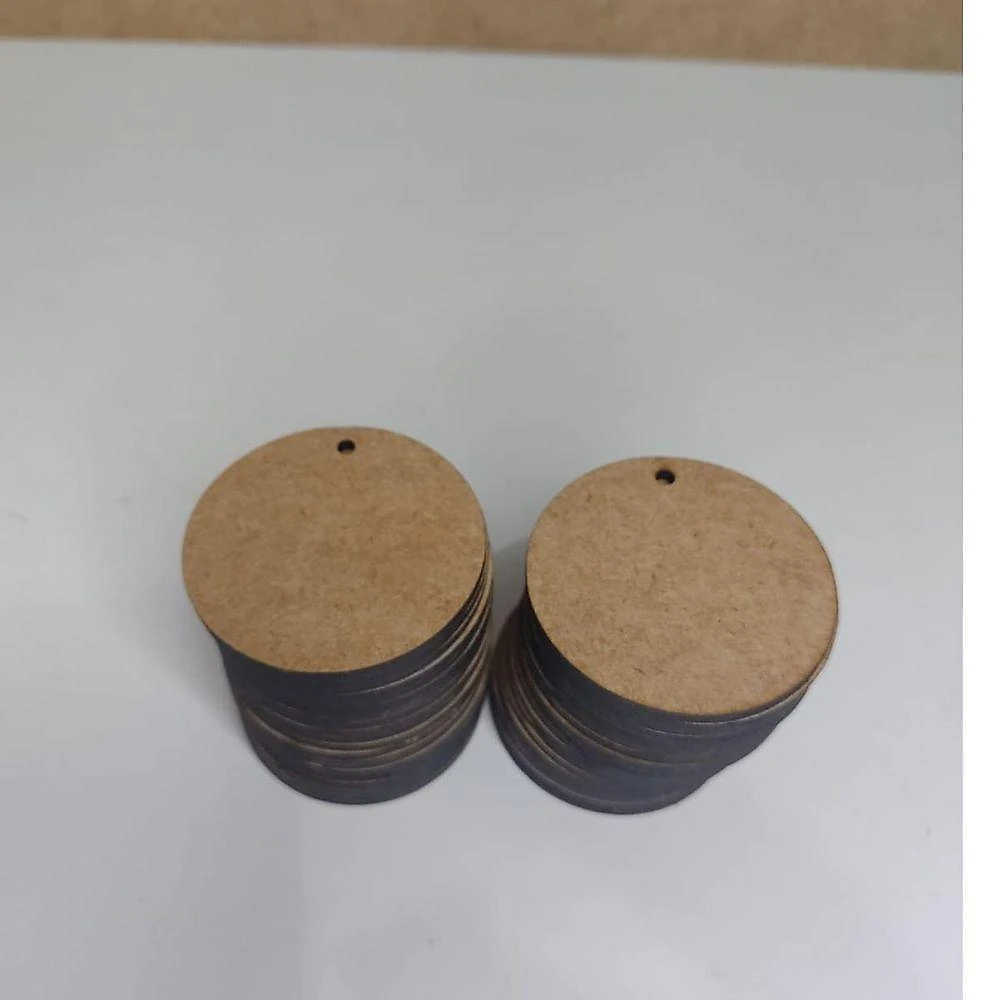 Kit Com 50 Bolachas 5 Cm Com 1 Furo Mdf Crú Círculo Aplique