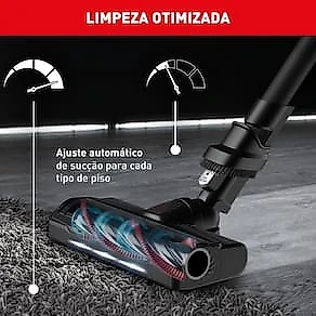 Aspirador de Pó Vertical Sem Fio Arno X-Force Flex 9.60 RH20 2 em 1 250W LED Autonomia 45 Minutos Bivolt Vermelho