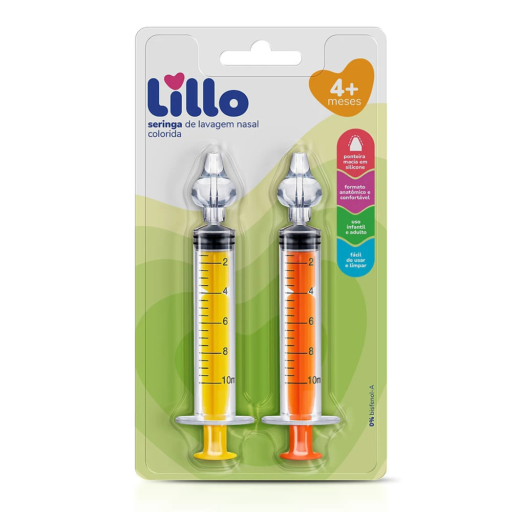 Seringa para Lavagem Nasal Lillo com Ponteira 4+ Meses Colorida 2 Unidades
