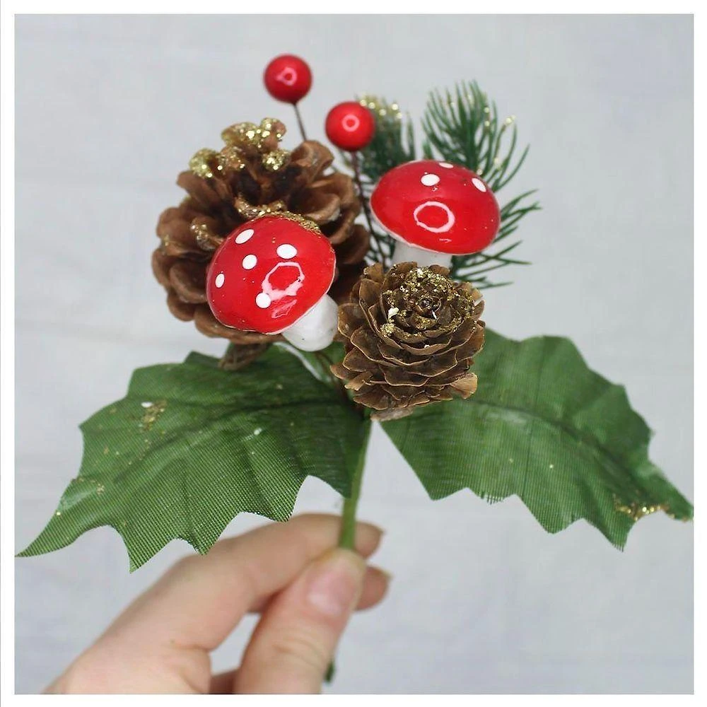 8 Ramos Cogumelos Decoração De Natal Artificial 17cm