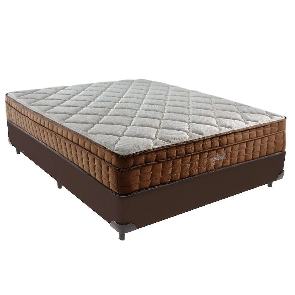 Cama Box Casal E Colchão Ortopédico Anjos Star Molas - Marrom